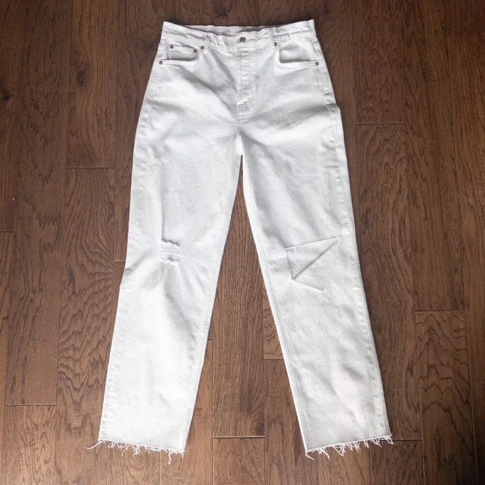 NEW Rails Topanga Straight High Rise Jeans in Salt White Distress, Size 31 - Picture 4 of 11